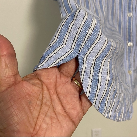 J. Jill Shirt Women’s Size Small Petite Striped linen Striped button up Dress - Picture 9 of 16